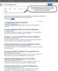 Nach nur 4 Tagen schon 3mal mehr Seiten im Google Index - Ford Hagemeier