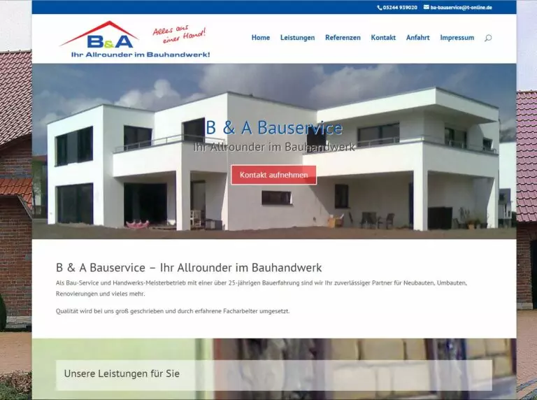 B & A Bauservice - WordPress Website als OnePager 2 B & A Bauservice – WordPress Website als OnePager