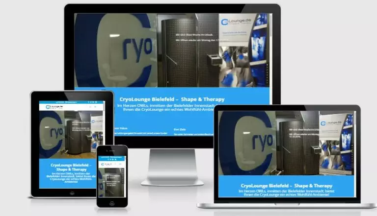 CryoLounge Bielefeld - responsive WordPress Website und Social Media Präsenzen 8 Crylounge Responsive Ansichten