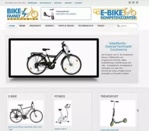 Startseite der Joomla Website bike4family.de