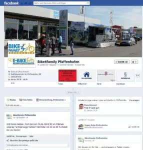 Die bike4family Fanpage in Facebook