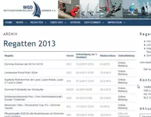 Custom Post Types Ansicht Regattaplan