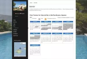 Finca Vista del Mar Website mit Verfügbarkeitskalender