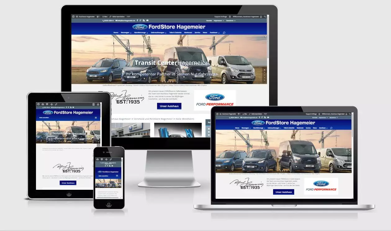 FordStore Hagemeier responsive Ansichten der Website