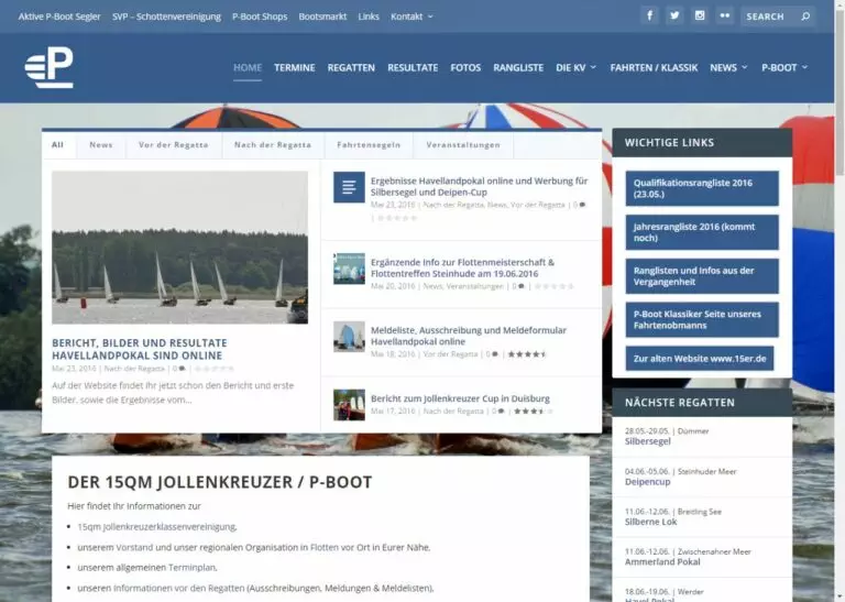P-Boot Klassenvereinigung: neue responsive WordPress Website
